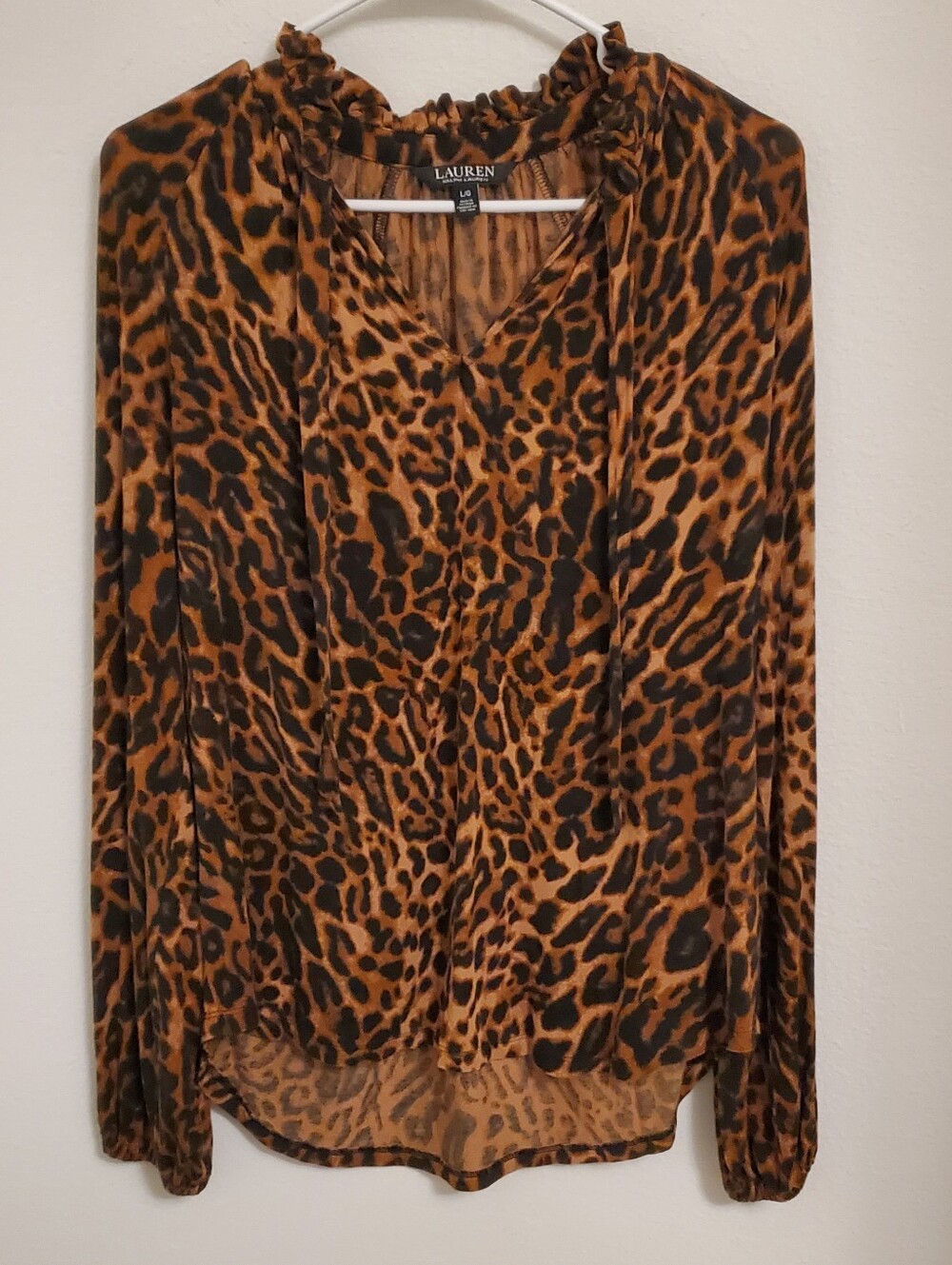 Lauren Ralph Lauren Women's Leopard Print Long-Sleeve Blouse - Brown/Black